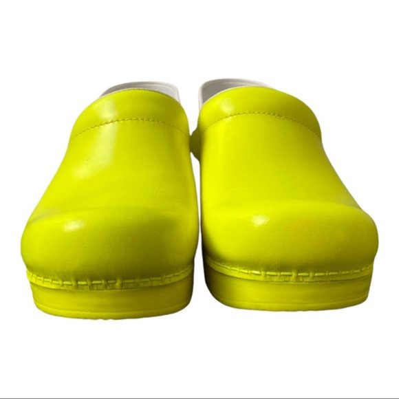 neon yellow dansko clogs